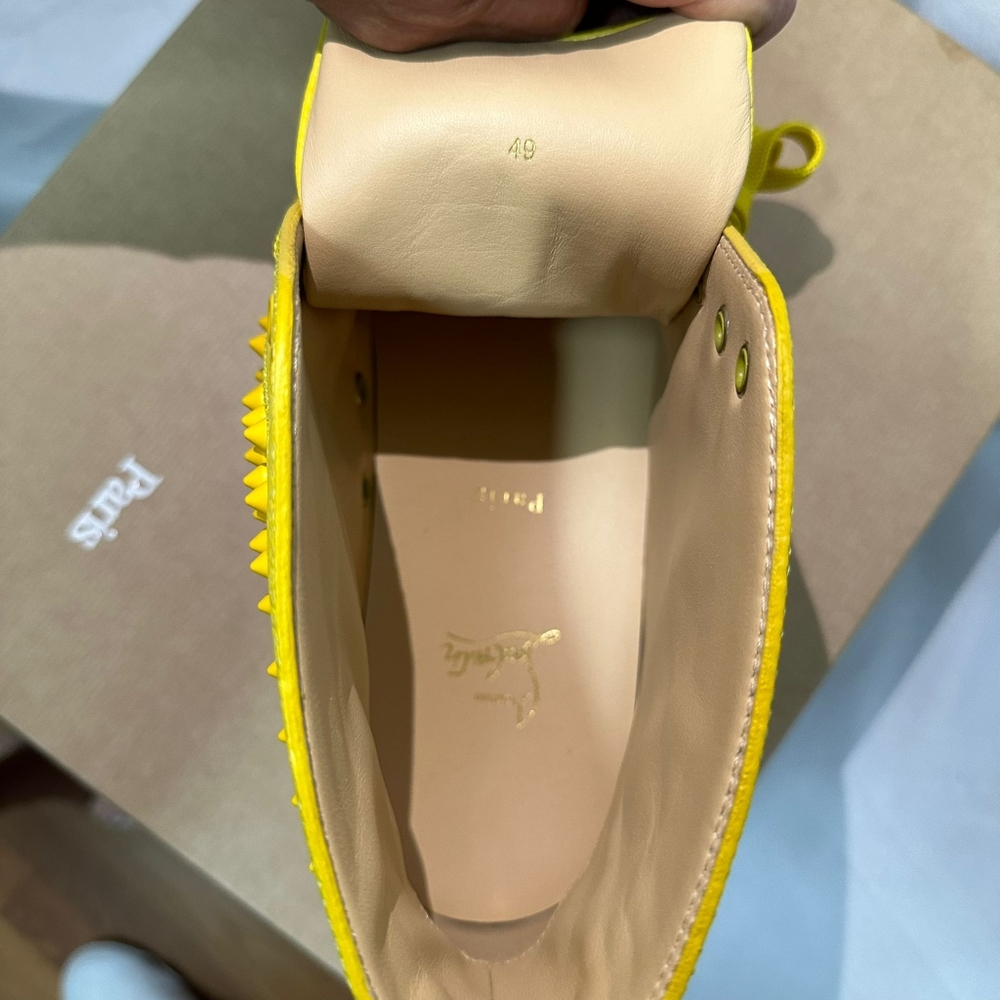 š„SOLDš„NWT CHRISTIAN LOUBOUTIN MEN'S LOUIS FLAT LEATHER SPIKE HIGH-TOP SNEAKERS - Picture 12 of 16